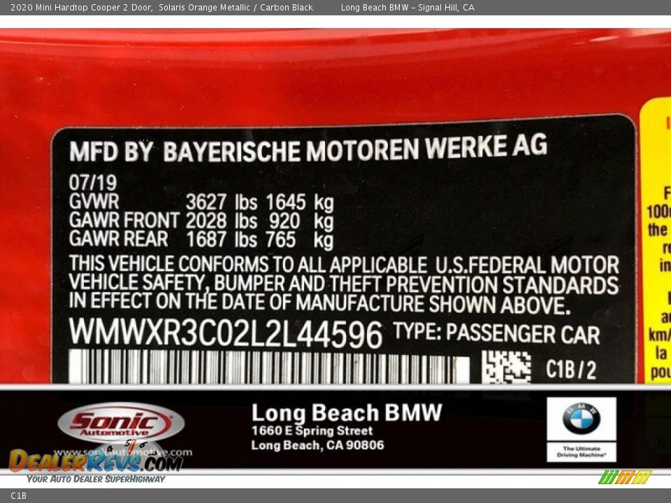 Mini Color Code C1B Solaris Orange Metallic