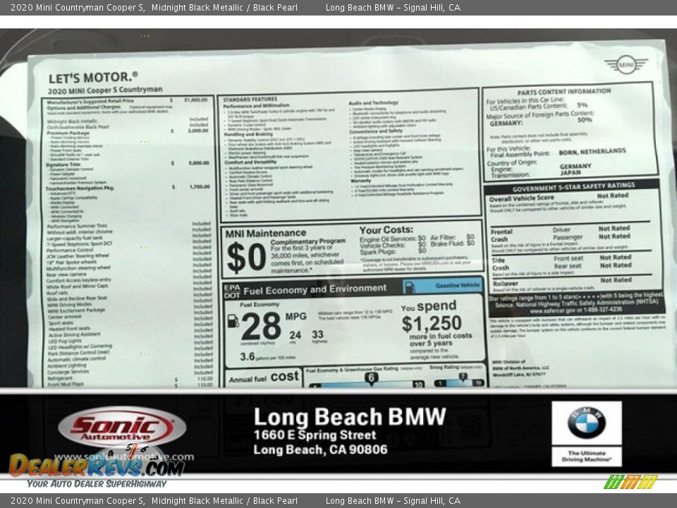 2020 Mini Countryman Cooper S Midnight Black Metallic / Black Pearl Photo #10