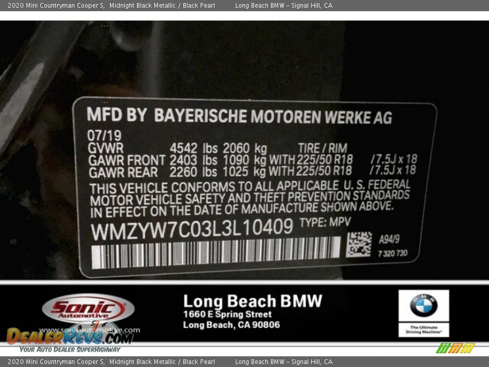 2020 Mini Countryman Cooper S Midnight Black Metallic / Black Pearl Photo #11