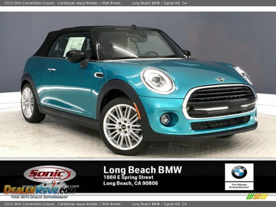 2020 Mini Convertible Cooper Caribbean Aqua Metallic / Malt Brown Photo #1