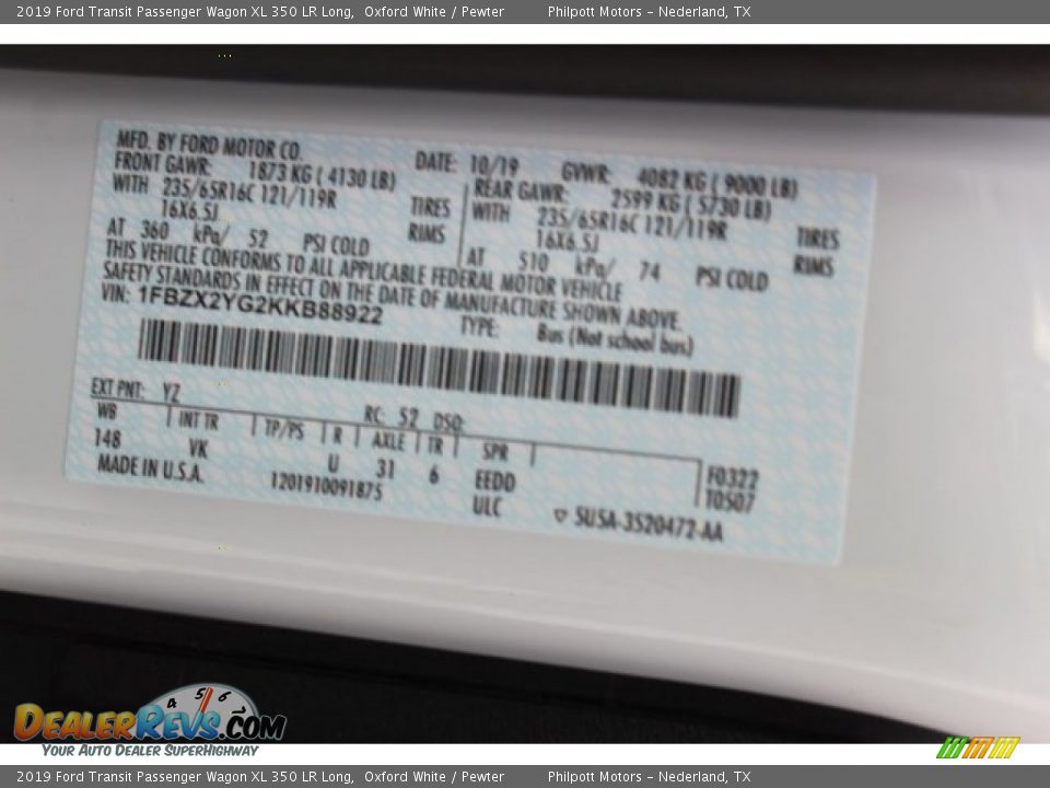 2019 Ford Transit Passenger Wagon XL 350 LR Long Oxford White / Pewter Photo #21