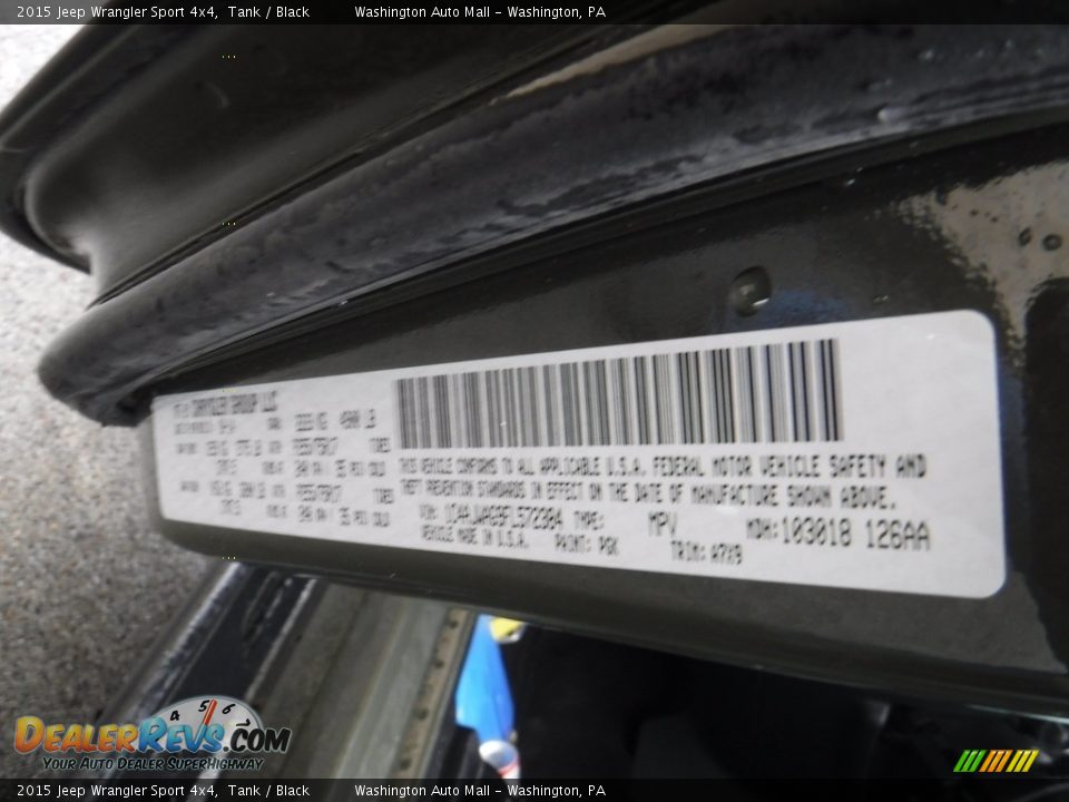 2015 Jeep Wrangler Sport 4x4 Tank / Black Photo #30