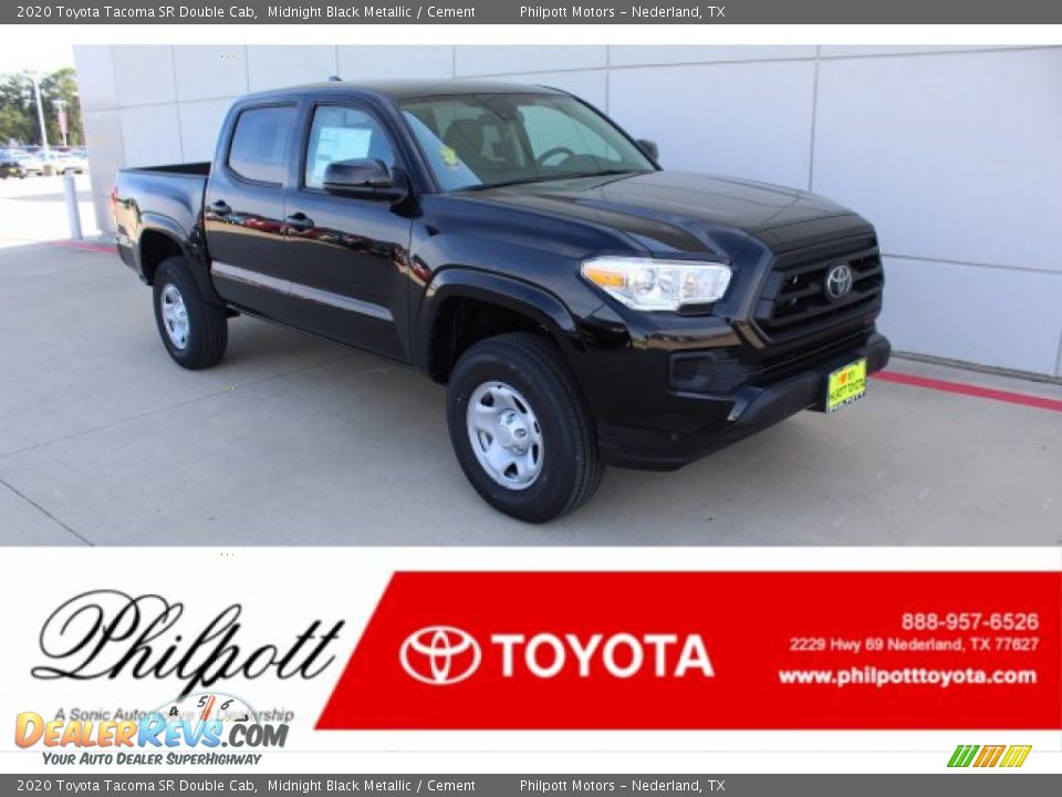 2020 Toyota Tacoma SR Double Cab Midnight Black Metallic / Cement Photo #1