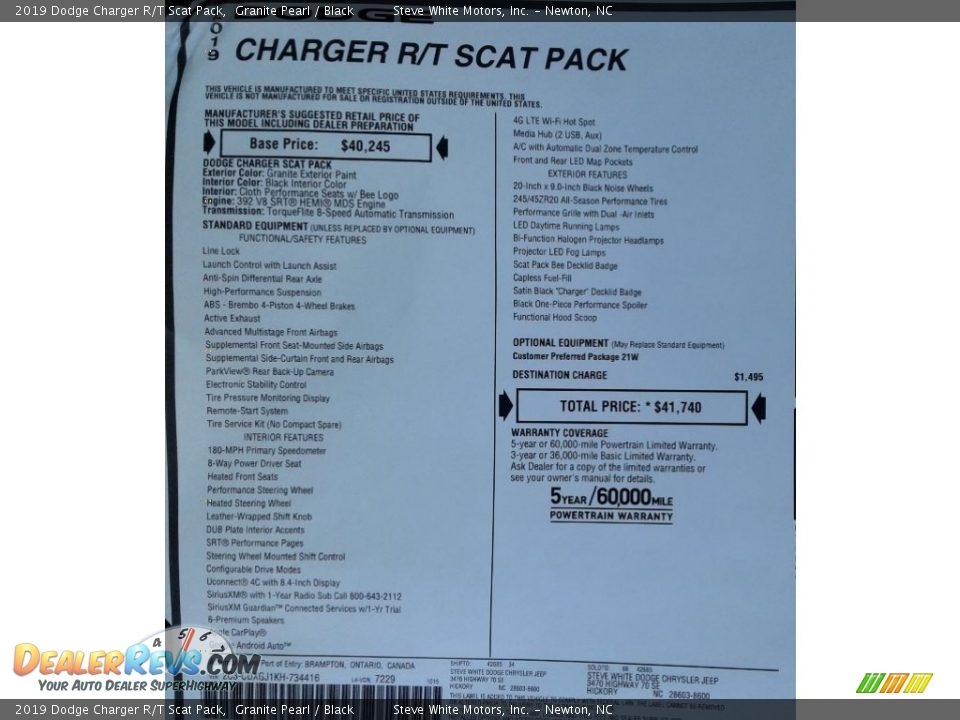 2019 Dodge Charger R/T Scat Pack Granite Pearl / Black Photo #35