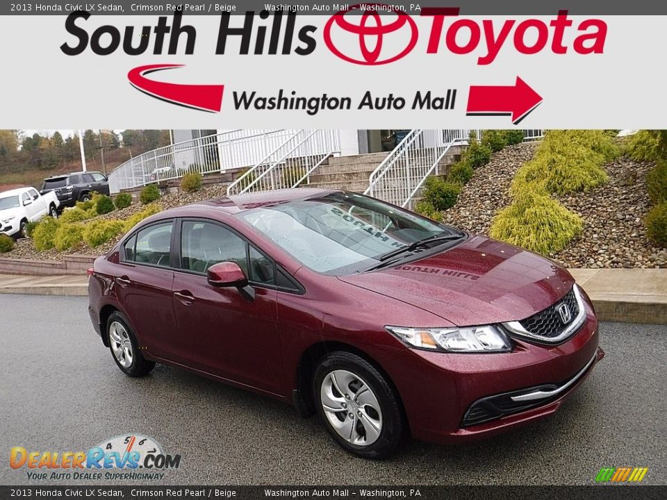 2013 Honda Civic LX Sedan Crimson Red Pearl / Beige Photo #1