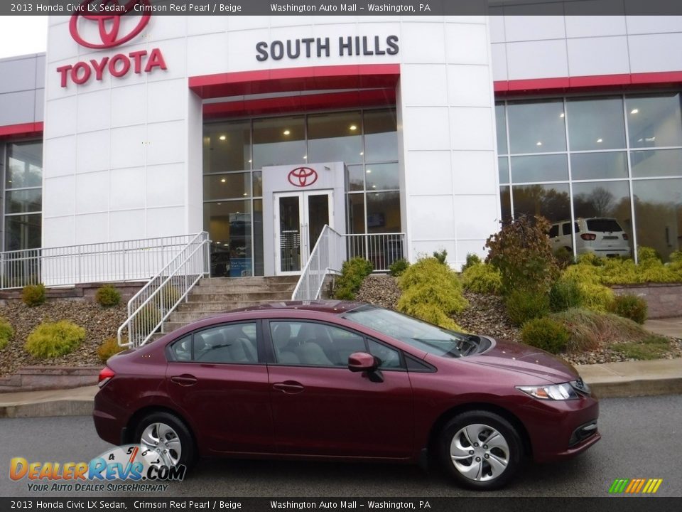 2013 Honda Civic LX Sedan Crimson Red Pearl / Beige Photo #2