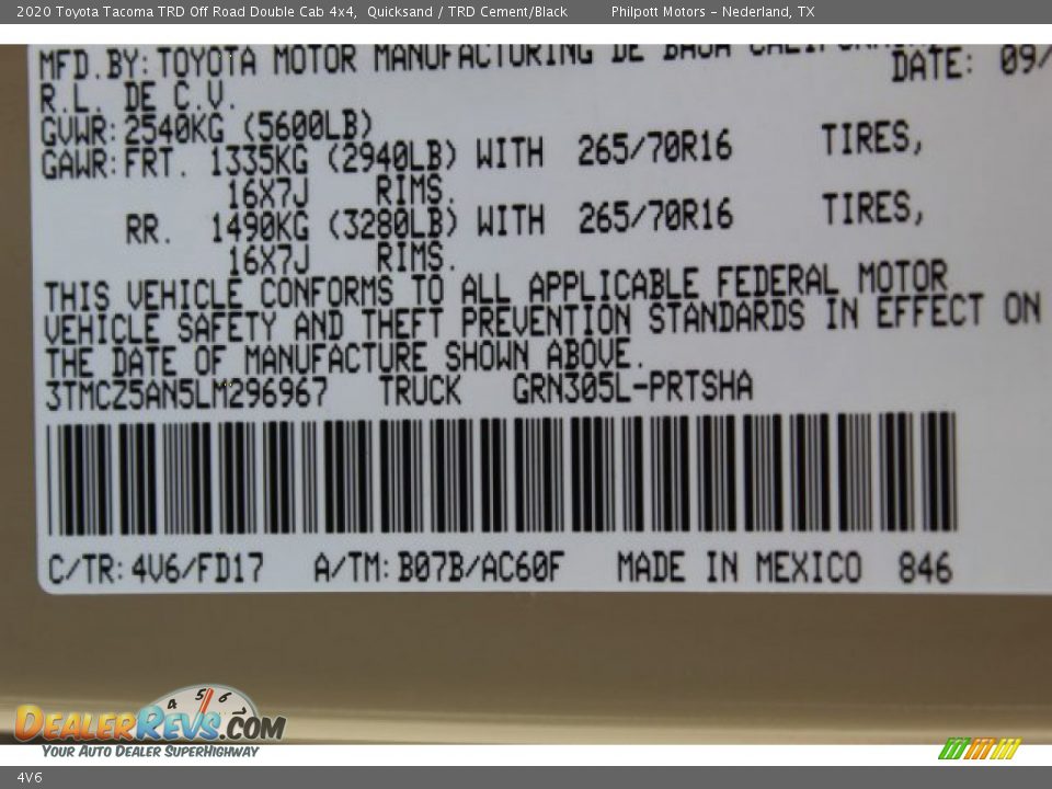 Toyota Color Code 4V6 Quicksand