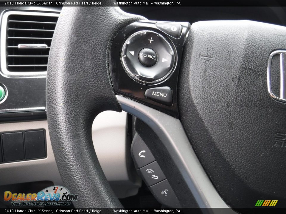 2013 Honda Civic LX Sedan Crimson Red Pearl / Beige Photo #17