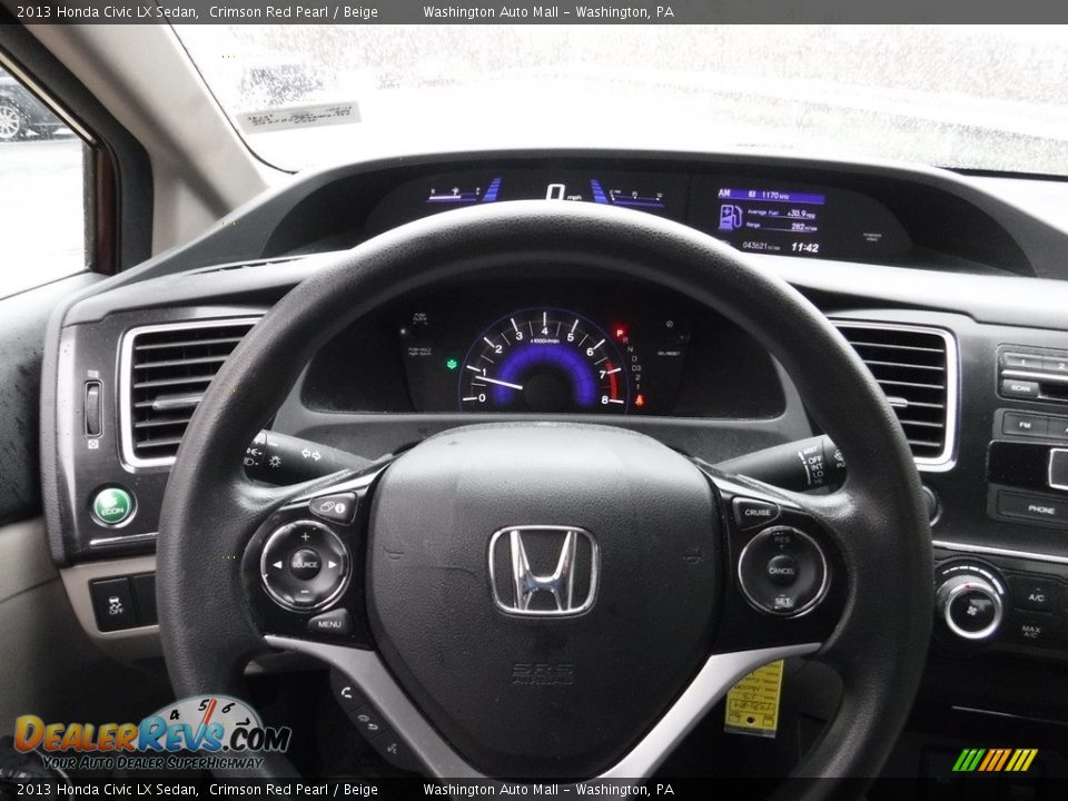 2013 Honda Civic LX Sedan Crimson Red Pearl / Beige Photo #19