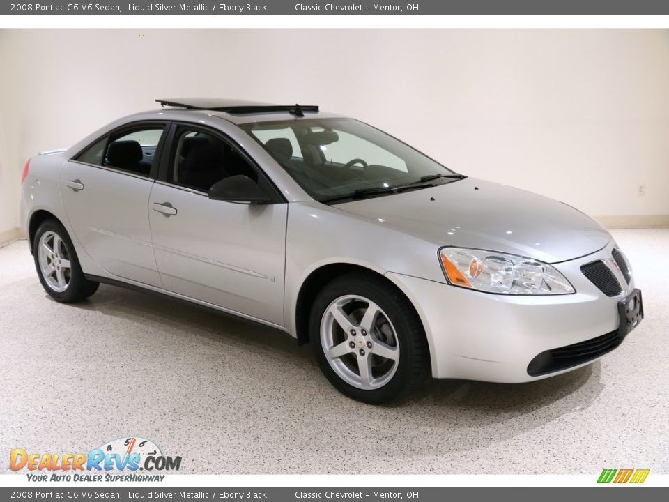 2008 Pontiac G6 V6 Sedan Liquid Silver Metallic / Ebony Black Photo #1