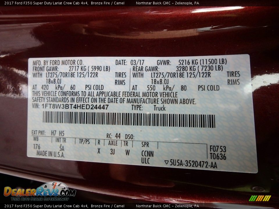 2017 Ford F350 Super Duty Lariat Crew Cab 4x4 Bronze Fire / Camel Photo #14