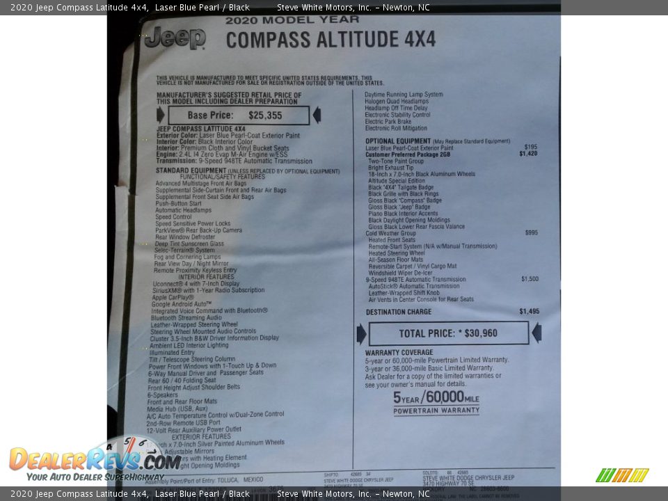 2020 Jeep Compass Latitude 4x4 Laser Blue Pearl / Black Photo #30