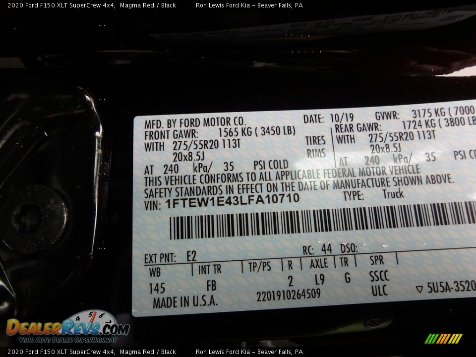 2020 Ford F150 XLT SuperCrew 4x4 Magma Red / Black Photo #11