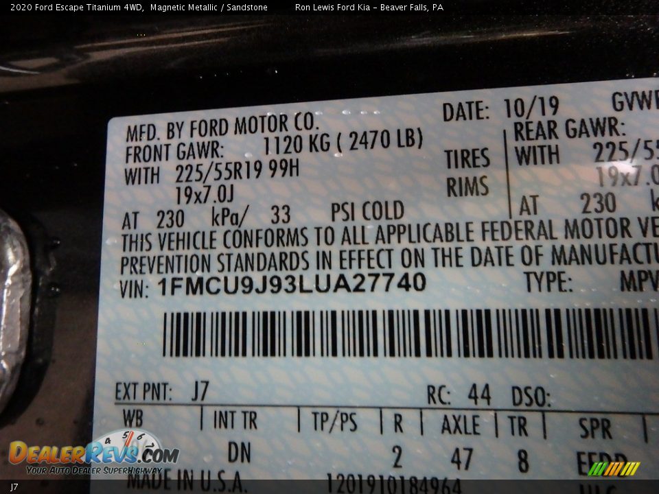 Ford Color Code J7 Magnetic Metallic