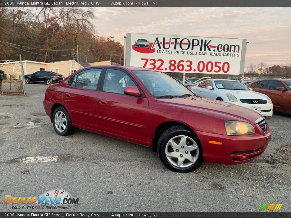 2006 Hyundai Elantra GLS Sedan Electric Red / Gray Photo #1