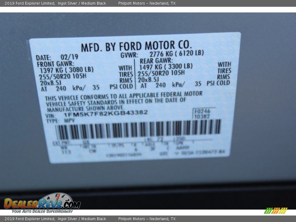 2019 Ford Explorer Limited Ingot Silver / Medium Black Photo #32