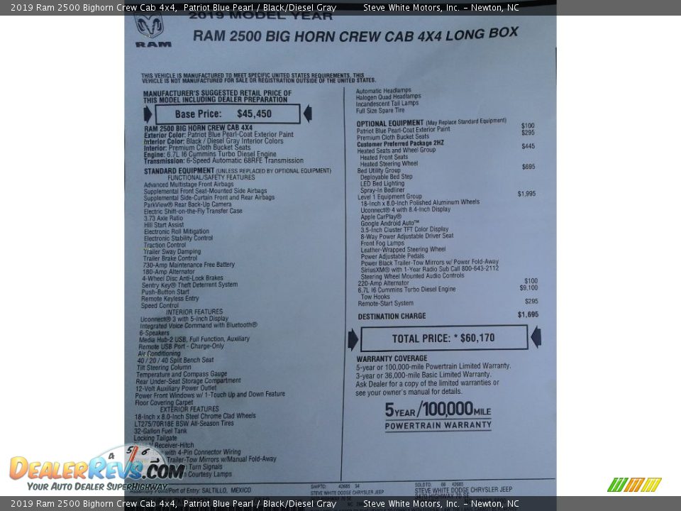 2019 Ram 2500 Bighorn Crew Cab 4x4 Patriot Blue Pearl / Black/Diesel Gray Photo #31