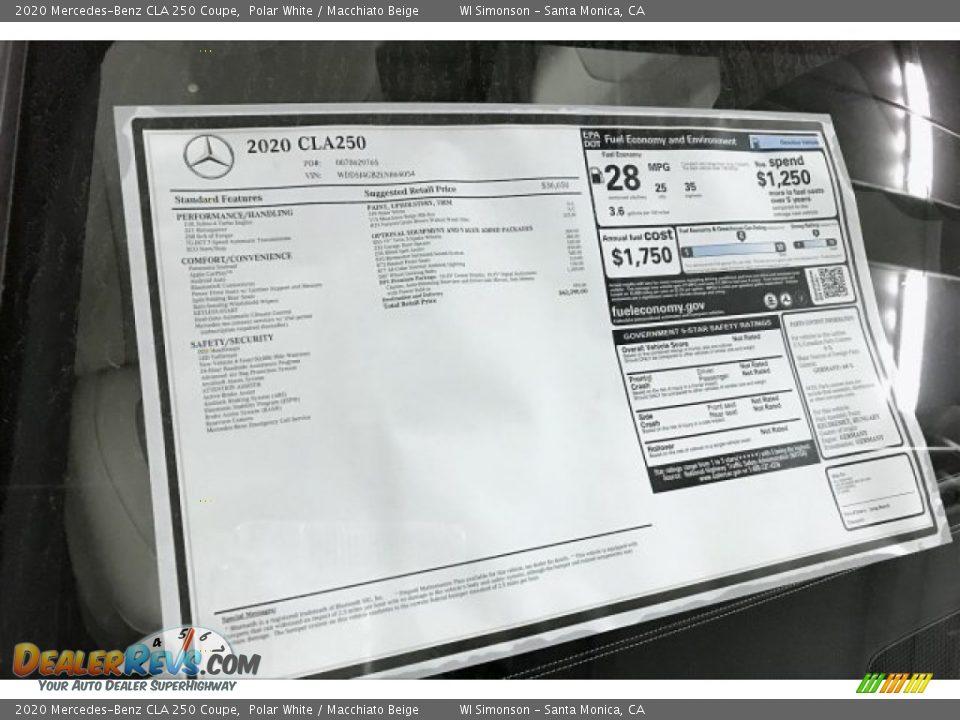 2020 Mercedes-Benz CLA 250 Coupe Polar White / Macchiato Beige Photo #10