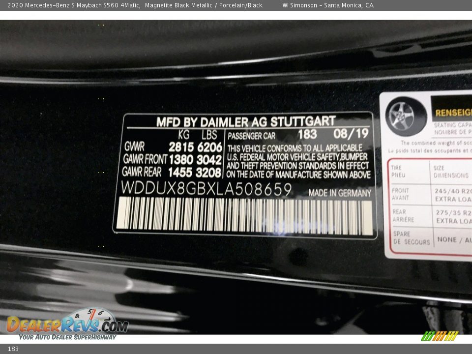 Mercedes-Benz Color Code 183 Magnetite Black Metallic