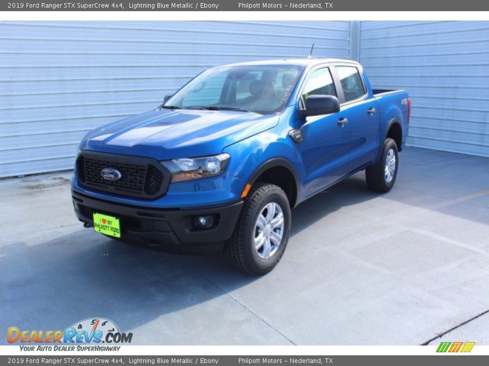 2019 Ford Ranger STX SuperCrew 4x4 Lightning Blue Metallic / Ebony Photo #4