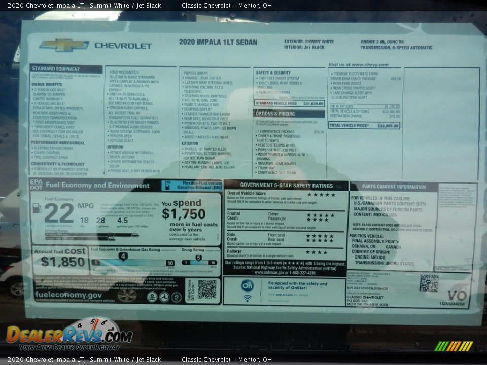 2020 Chevrolet Impala LT Summit White / Jet Black Photo #7