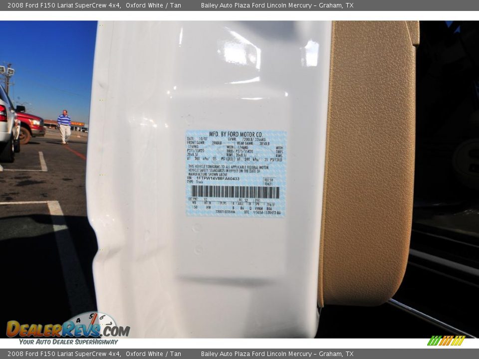 2008 Ford F150 Lariat SuperCrew 4x4 Oxford White / Tan Photo #20