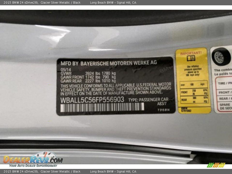 2015 BMW Z4 sDrive28i Glacier Silver Metallic / Black Photo #18