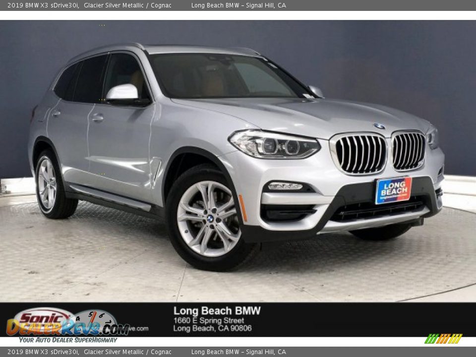 2019 BMW X3 sDrive30i Glacier Silver Metallic / Cognac Photo #1