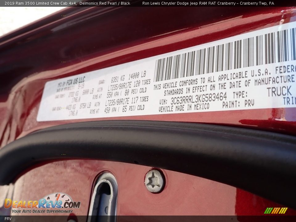 Ram Color Code PRV Delmonico Red Pearl