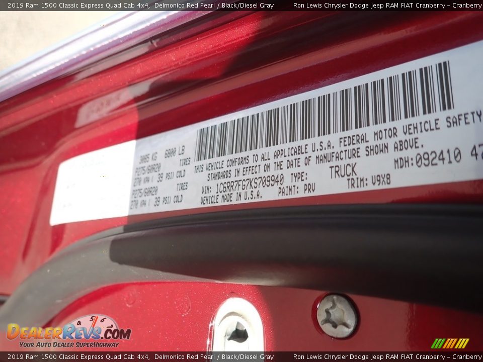 2019 Ram 1500 Classic Express Quad Cab 4x4 Delmonico Red Pearl / Black/Diesel Gray Photo #15