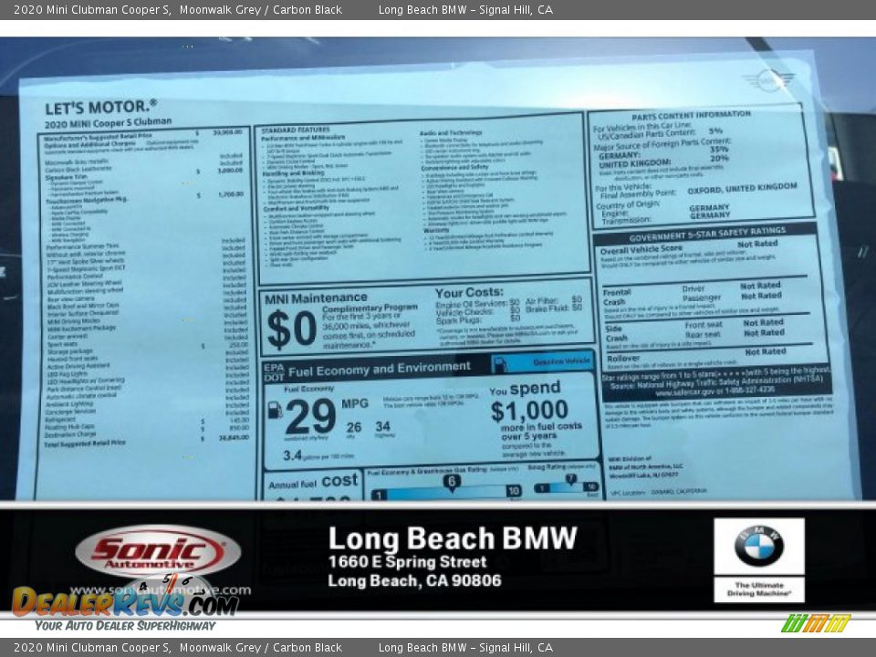 2020 Mini Clubman Cooper S Moonwalk Grey / Carbon Black Photo #10