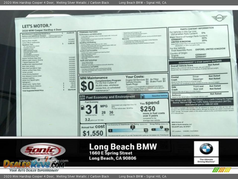 2020 Mini Hardtop Cooper 4 Door Melting Silver Metallic / Carbon Black Photo #10