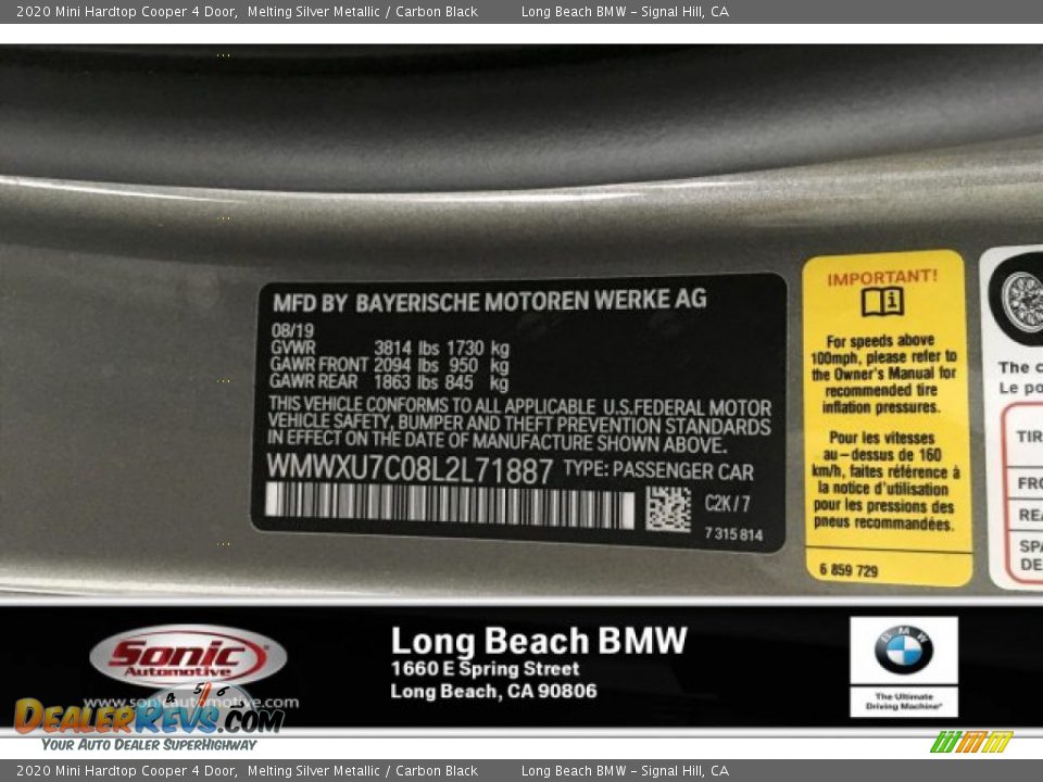 2020 Mini Hardtop Cooper 4 Door Melting Silver Metallic / Carbon Black Photo #11