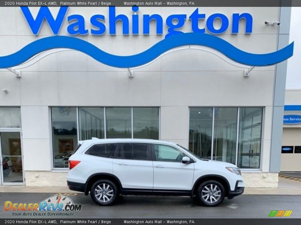 2020 Honda Pilot EX-L AWD Platinum White Pearl / Beige Photo #1