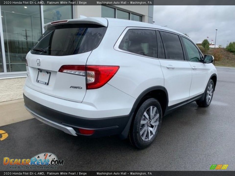 2020 Honda Pilot EX-L AWD Platinum White Pearl / Beige Photo #7