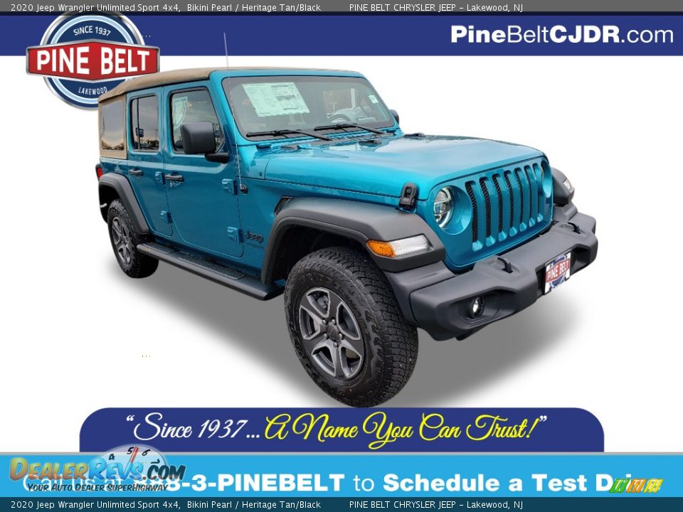 2020 Jeep Wrangler Unlimited Sport 4x4 Bikini Pearl / Heritage Tan/Black Photo #1