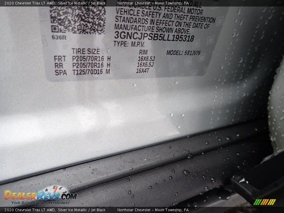 2020 Chevrolet Trax LT AWD Silver Ice Metallic / Jet Black Photo #16