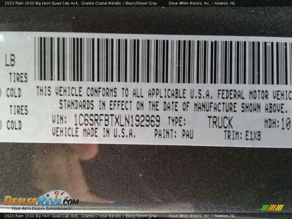 2020 Ram 1500 Big Horn Quad Cab 4x4 Granite Crystal Metallic / Black/Diesel Gray Photo #27