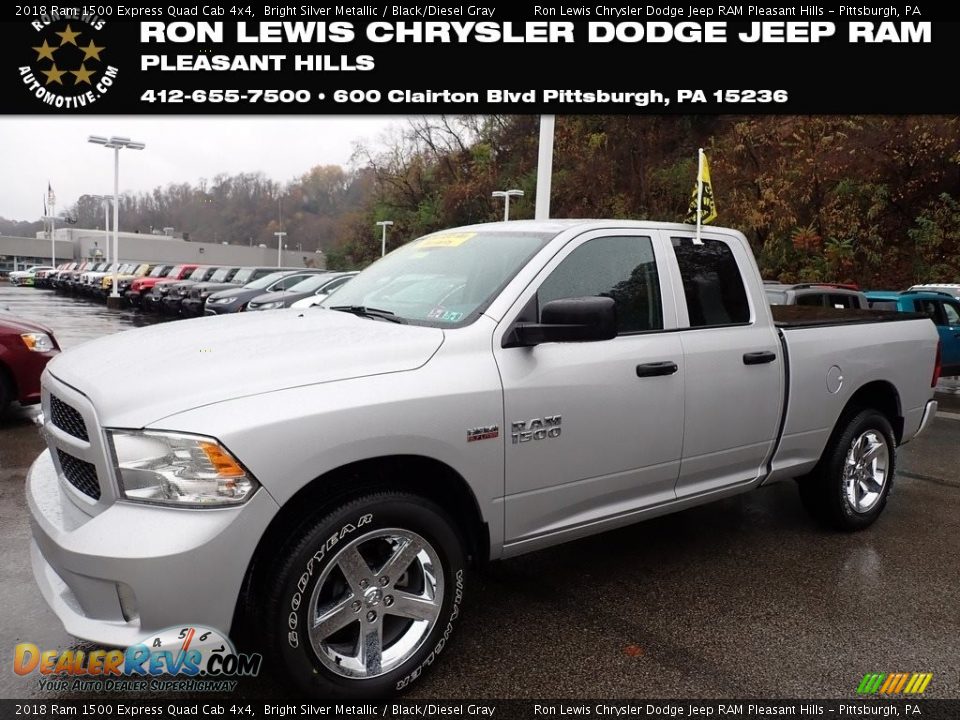 2018 Ram 1500 Express Quad Cab 4x4 Bright Silver Metallic / Black/Diesel Gray Photo #1