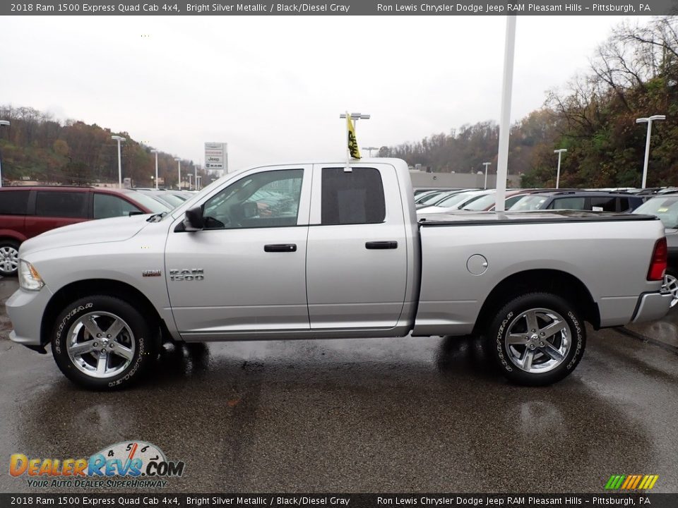 2018 Ram 1500 Express Quad Cab 4x4 Bright Silver Metallic / Black/Diesel Gray Photo #2
