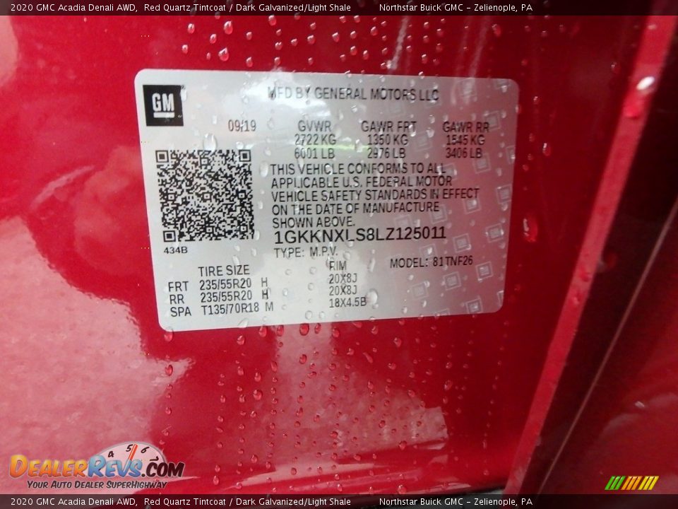2020 GMC Acadia Denali AWD Red Quartz Tintcoat / Dark Galvanized/Light Shale Photo #16
