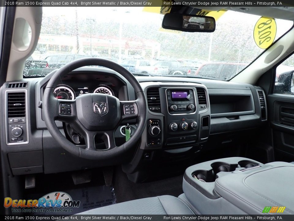 2018 Ram 1500 Express Quad Cab 4x4 Bright Silver Metallic / Black/Diesel Gray Photo #14