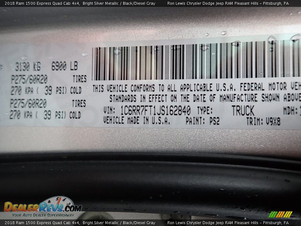 2018 Ram 1500 Express Quad Cab 4x4 Bright Silver Metallic / Black/Diesel Gray Photo #16