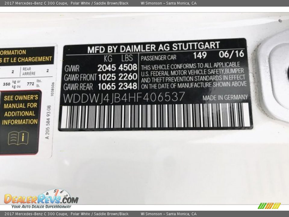 2017 Mercedes-Benz C 300 Coupe Polar White / Saddle Brown/Black Photo #24
