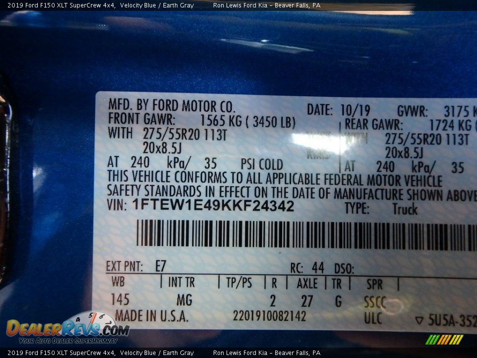 2019 Ford F150 XLT SuperCrew 4x4 Velocity Blue / Earth Gray Photo #12