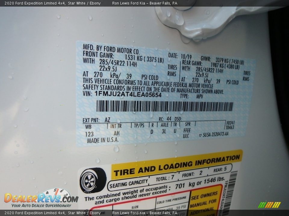 2020 Ford Expedition Limited 4x4 Star White / Ebony Photo #11