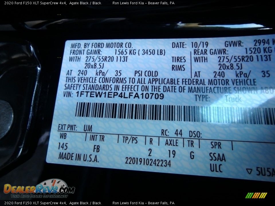 2020 Ford F150 XLT SuperCrew 4x4 Agate Black / Black Photo #10