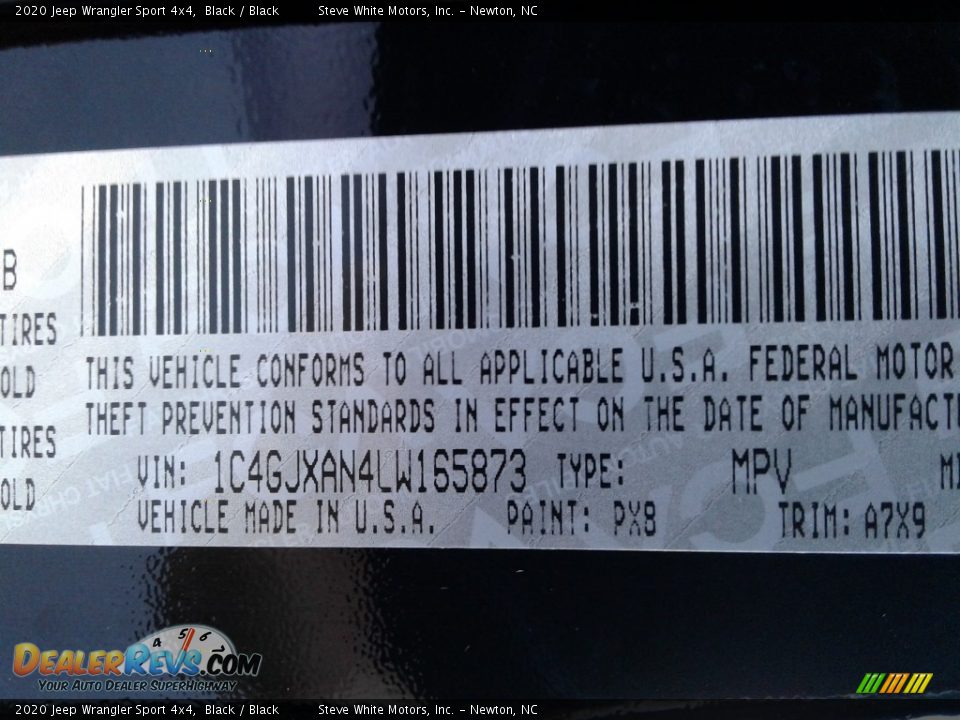 2020 Jeep Wrangler Sport 4x4 Black / Black Photo #27
