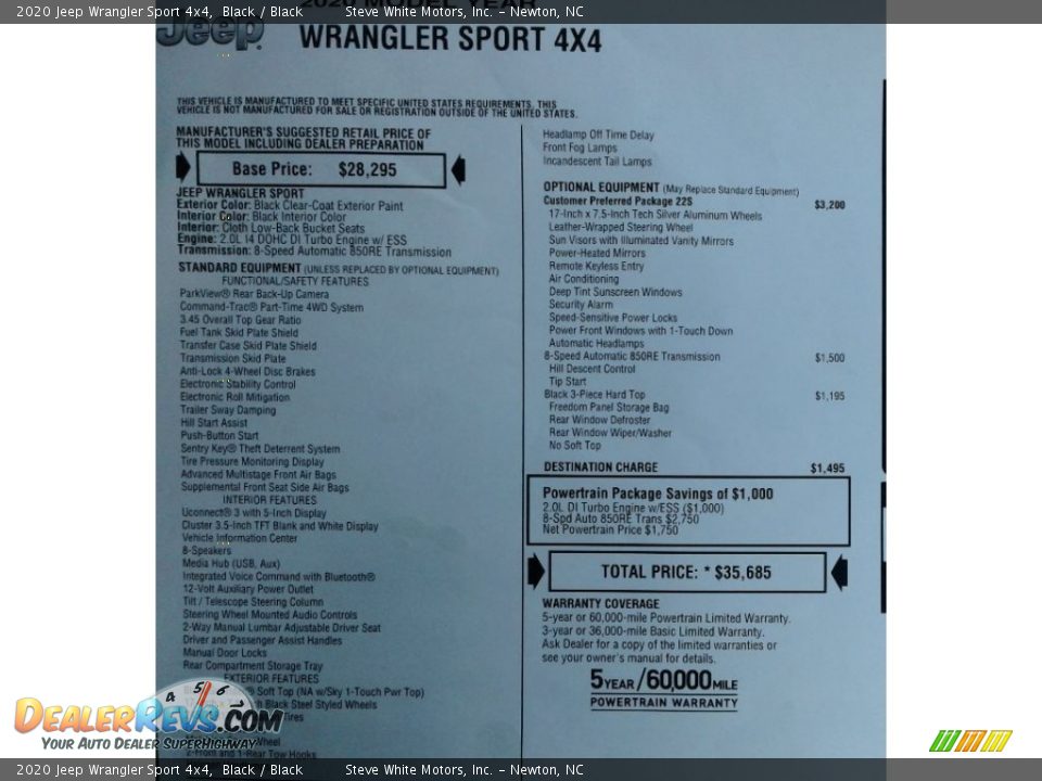 2020 Jeep Wrangler Sport 4x4 Black / Black Photo #28