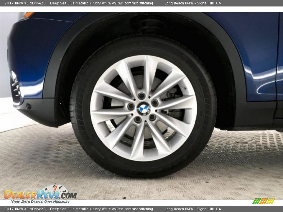 2017 BMW X3 xDrive28i Deep Sea Blue Metallic / Ivory White w/Red contrast stitching Photo #8